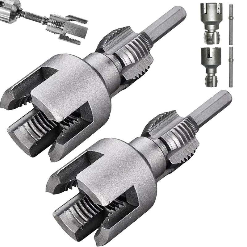 Power Tools For Workshop - ชุดเครื่องมือตัดเกลียวท่อ 1 ชุด เครื่องมือทำเกลียวท่อภายในและภายนอกแบบรวม ใช้ได้กับสว่านไฟฟ้า ชุดเกลียวท่อพีวีซี