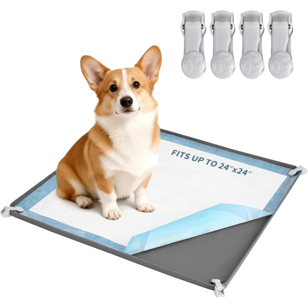 Bench Dog Hole - ที่วางแผ่นรองฉี่สุนัข เหมาะสำหรับแผ่นรองฉี่ขนาด 24' X 24' ถาดรองฉี่สำหรับลูกสุนัขพร้อมที่หนีบยึด