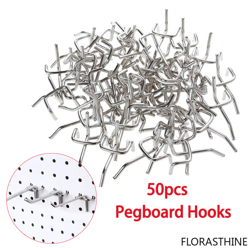 Workshop Tools Board - ตะขอแขวนแผ่นเพ็กบอร์ด 50 ชิ้น ตะขอแขวนสำหรับโรงรถ ร้านค้า จัดแสดงสินค้า